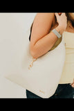 Haddie Hobo Vegan Leather Tote: Cream