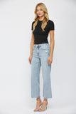 Posy Mica High Rise Ankle Wide Leg Jeans- Electric Blue