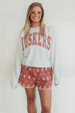 Huskers Gingham Sweatshirt- Grey
