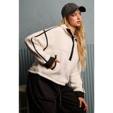Half Zip Fleece Jacket- Ivory