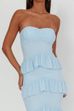 Sweetheart Tiered Maxi Dress- Blue