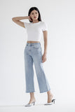 Pearl Embellished Mica High Rise Wide Leg Jeans