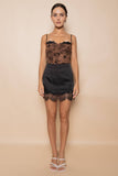 LACE BURN OUT VELVET FLORAL MESH THONG BODYSUIT- BROWN/BLACK