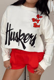 Huskers Go Big Red! Crop Crew- Off White