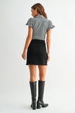 Just Black Mini A Line Frayed Skirt - BLACK