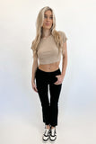 Nora High Rise Crop Flare Black Jeans