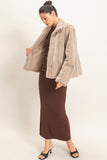 Faux Fur Jacket- Taupe