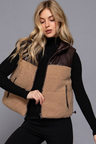 Reversible Faux Reverse Vest- Brown/Tan