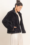 Faux Fur Jacket- Black