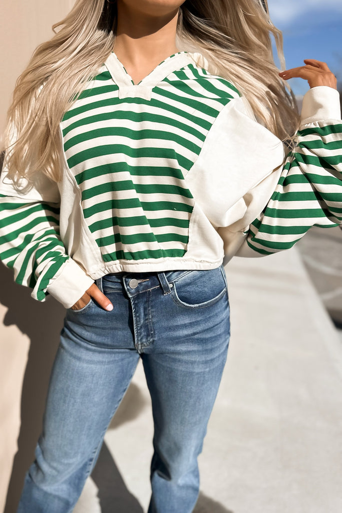 Clover Stripe Top Green/Cream
