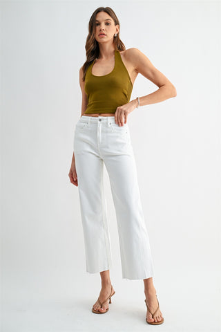 Alli Mica High Rise Straight Jeans- White