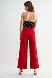 Lauren Wide Leg Ankle Jean- Red