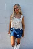 Collins Floral Crochet Top Beige