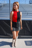 Game Day Ribbed Top Red/Black
