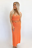 Sunset Orange Crochet Midi Dress