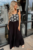 Quinn Floral Embroidered Jumpsuit Black