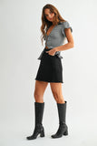 Just Black Mini A Line Frayed Skirt - BLACK