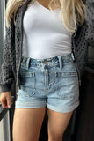 Ella High Rise Patch Pocket Denim Shorts