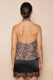 SNAKE ANIMAL PRINT HALTER BUCKLE TOP- BROWN