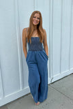 Harbor Smocked Denim Jumpsuit