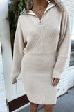 Ellen Half Zip Sweater Dress Cream