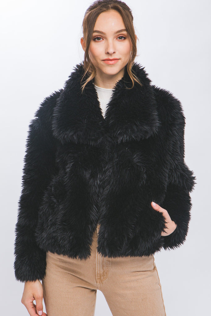 Black Faux Fur Coat