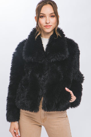 Black Faux Fur Coat