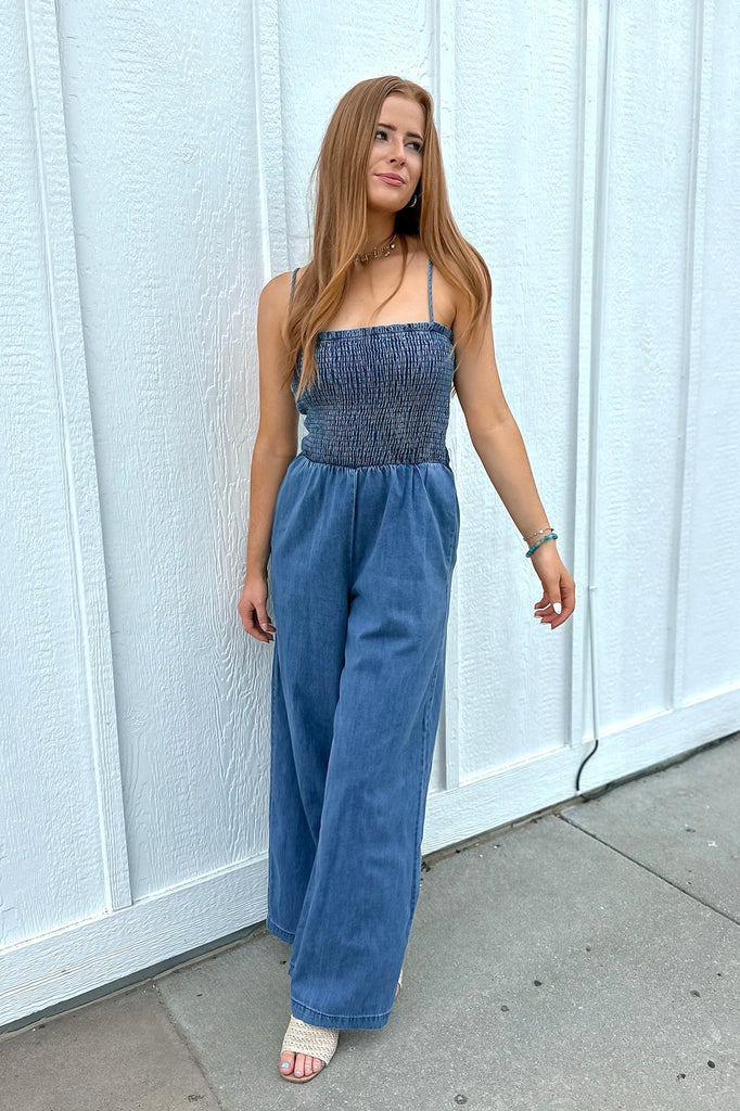 Harbor Smocked Denim Jumpsuit