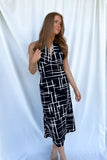Abstract Halter Maxi Dress Black/Taupe