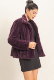 Faux Fur Jacket- Plum