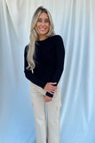 Sweetheart Ribbed Pullover Sweater Black- FINAL SALE