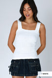 Flora Textured Square Top - White