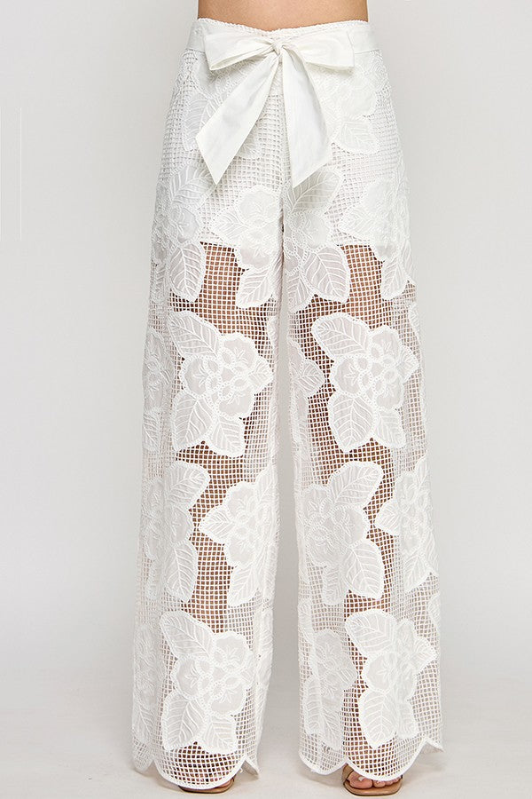 Savannah Crochet Pants White