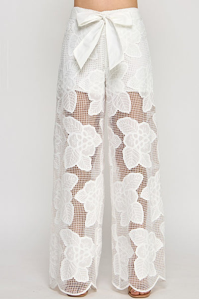 Savannah Crochet Pants White