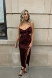 Sequin Cutout Dress Wine- FINAL SALE