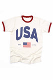 USA Ringer Tee- White