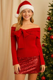 Bow Me Sweater- Red
