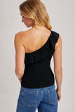 Ella One Shoulder Top- Black