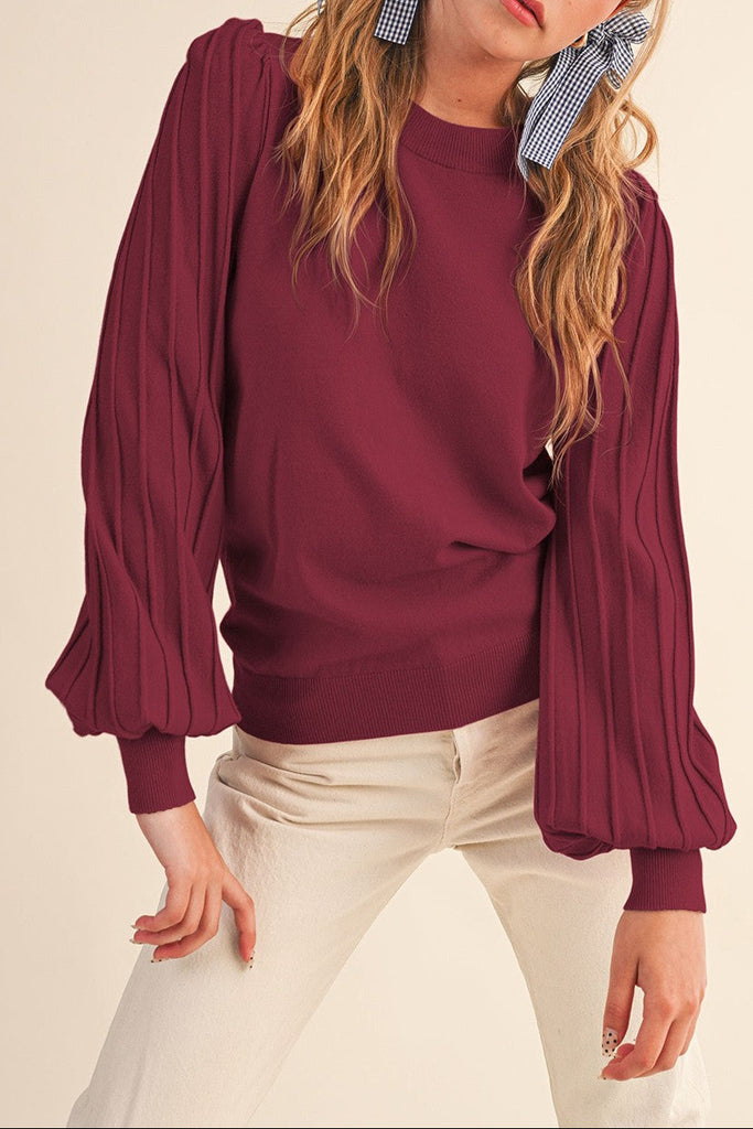 Wine Bell Sleeve Top
