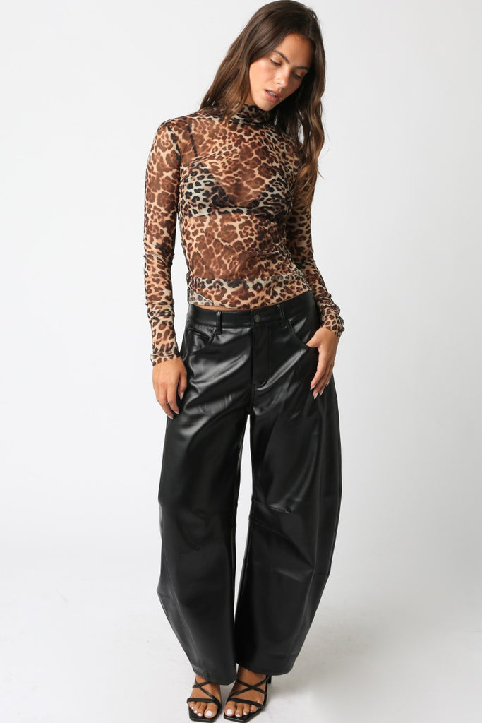 Leopard Sheer Mock top
