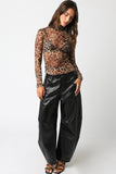 Leopard Sheer Mock top