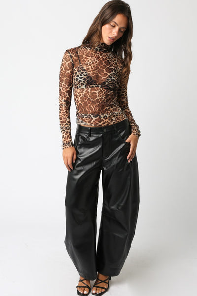 Leopard Sheer Mock top