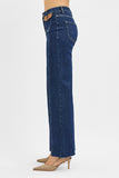 HIgh Rise Wide Flare Leather Pocket Jean