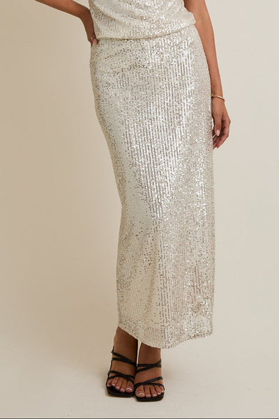 Sequins Maxi Skirt- Champagne