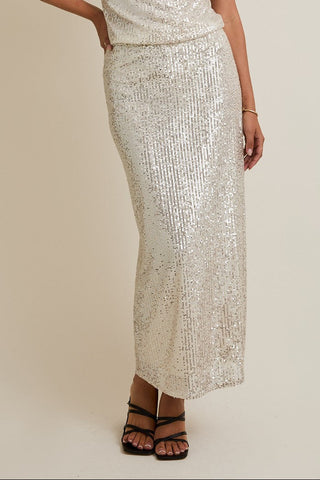Sequins Maxi Skirt- Champagne