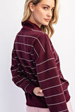 Scuba Zipper V neck- DK Cherry