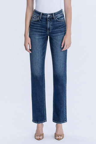 Vervet High Rise Full Lengt Straight Jeans- Dark