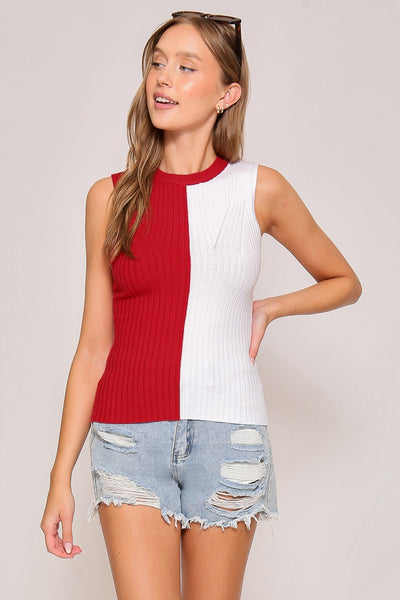 Gameday Contrast Tank- Red/ White