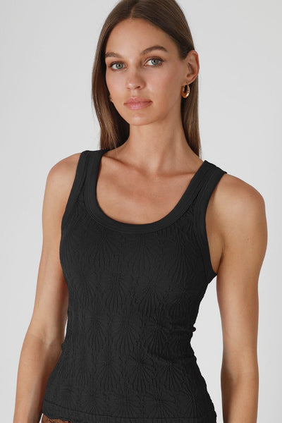 Textured One Size Tank- Black