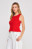 Peplum Tank- Red